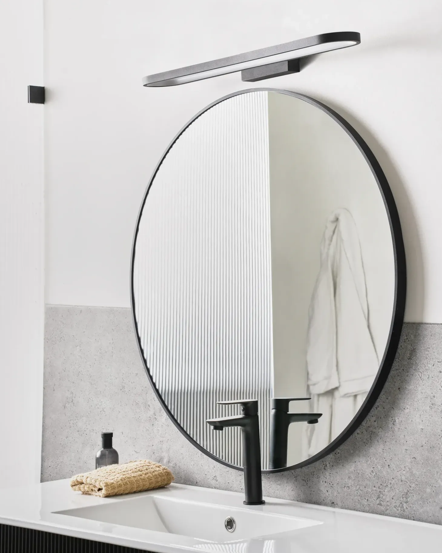 Billede og spejl LED-lys MIDOU Metal Sort