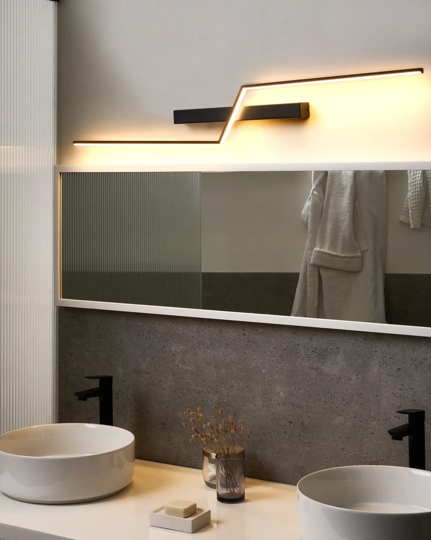 Billede og spejl LED-lys NOCEDA Metal Sort