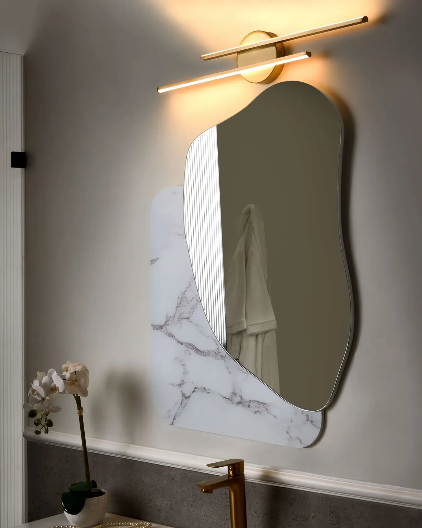 Billede og spejl LED-lys TOUQUES Metal Guld