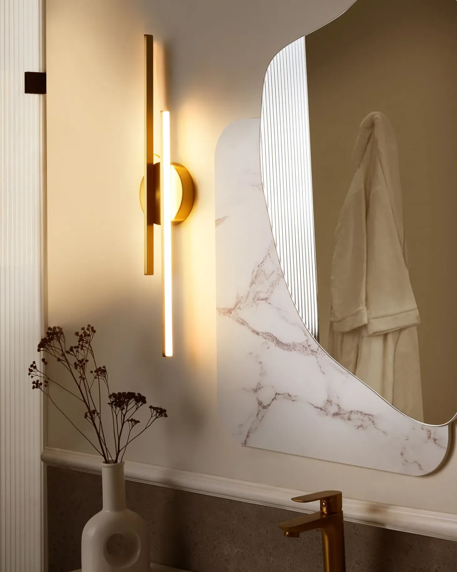 Billede og spejl LED-lys TOUQUES Metal Guld