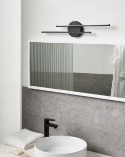 Billede og spejl LED-lys TOUQUES Metal Sort