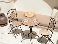 Bistro bord ADRANO 60 cm 60 cm Terrazzo effekt Metal Sort