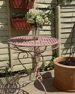 Bistro bord ALBINIA 70 cm 70 cm Metal Lyserød