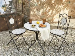 Bistro bord ARTENA 60 cm 60 cm Terrazzo effekt Metal Sort