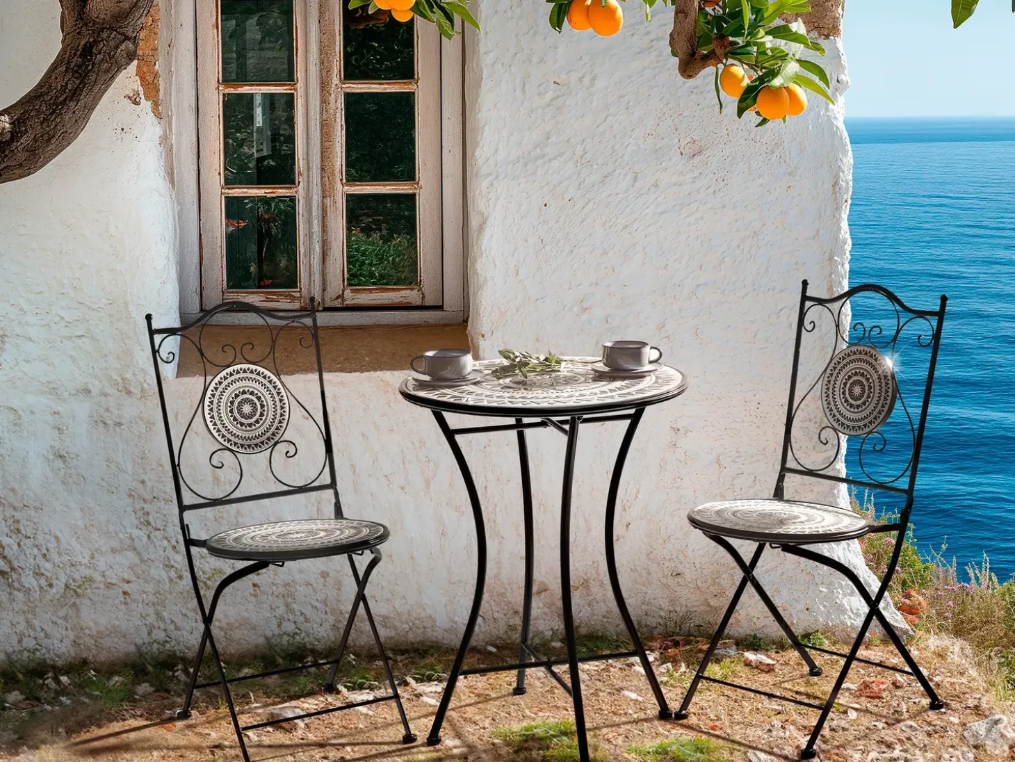 Bistro bord COMISO 60 cm 60 cm Metal Sort/hvid