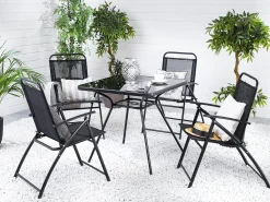 Bistro bord LIVO 80 cm 80 cm Glas Sort