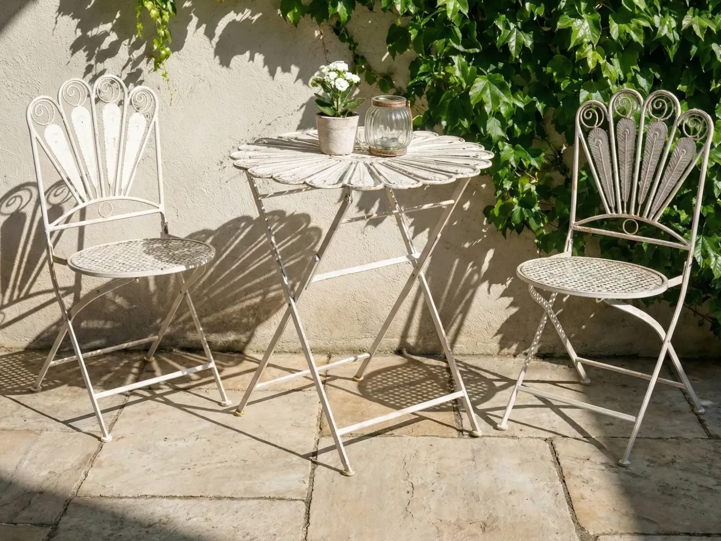 Bistro bord PAVIA 71 cm 71 cm Metal Cremehvid