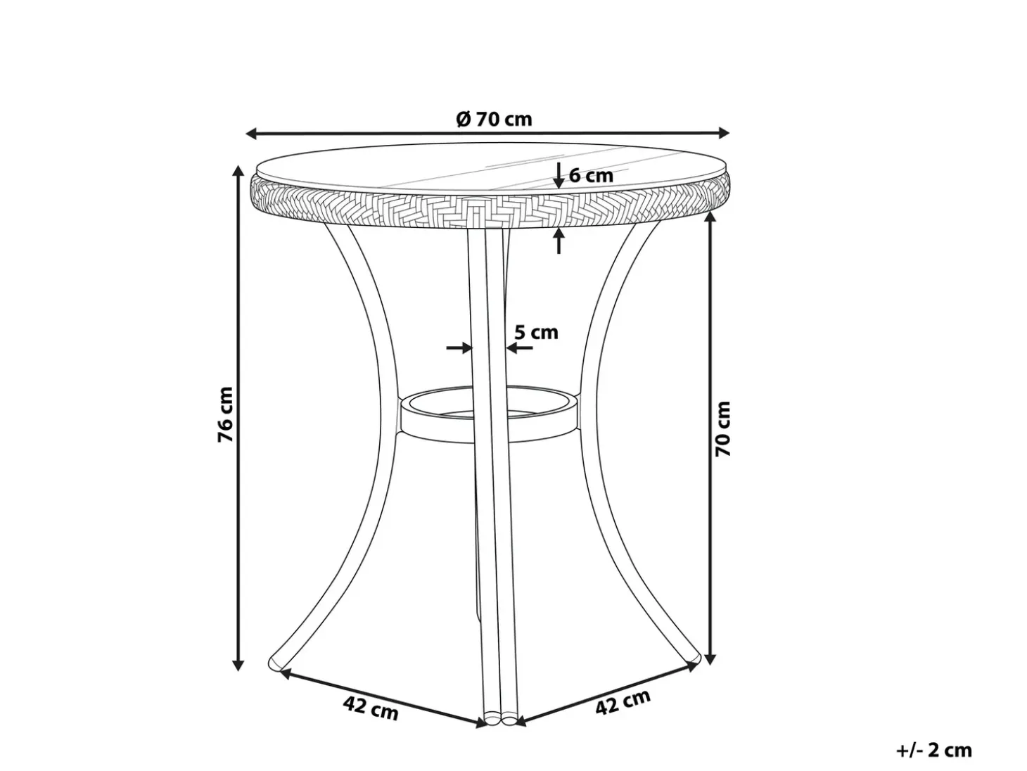 Bistro bord RIFREDDO 70 cm 70 cm Hærdet glas Sort