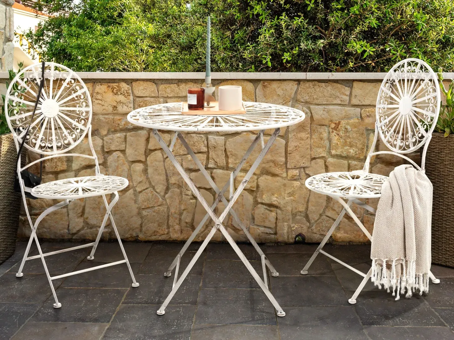 Bistro bord SCAFA 70 cm 70 cm Metal Hvid