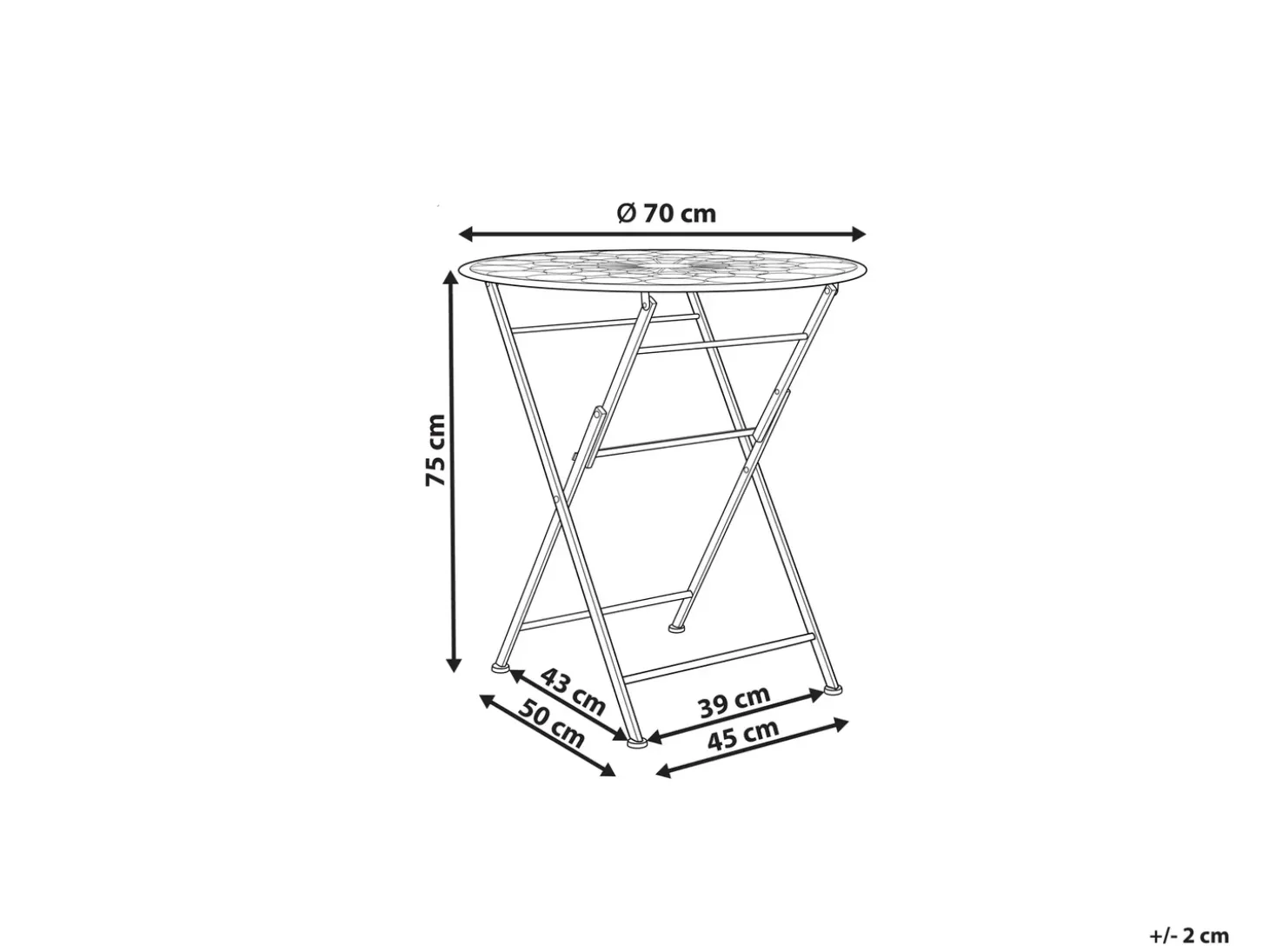 Bistro bord SCARIO 70 cm 70 cm Metal Rød