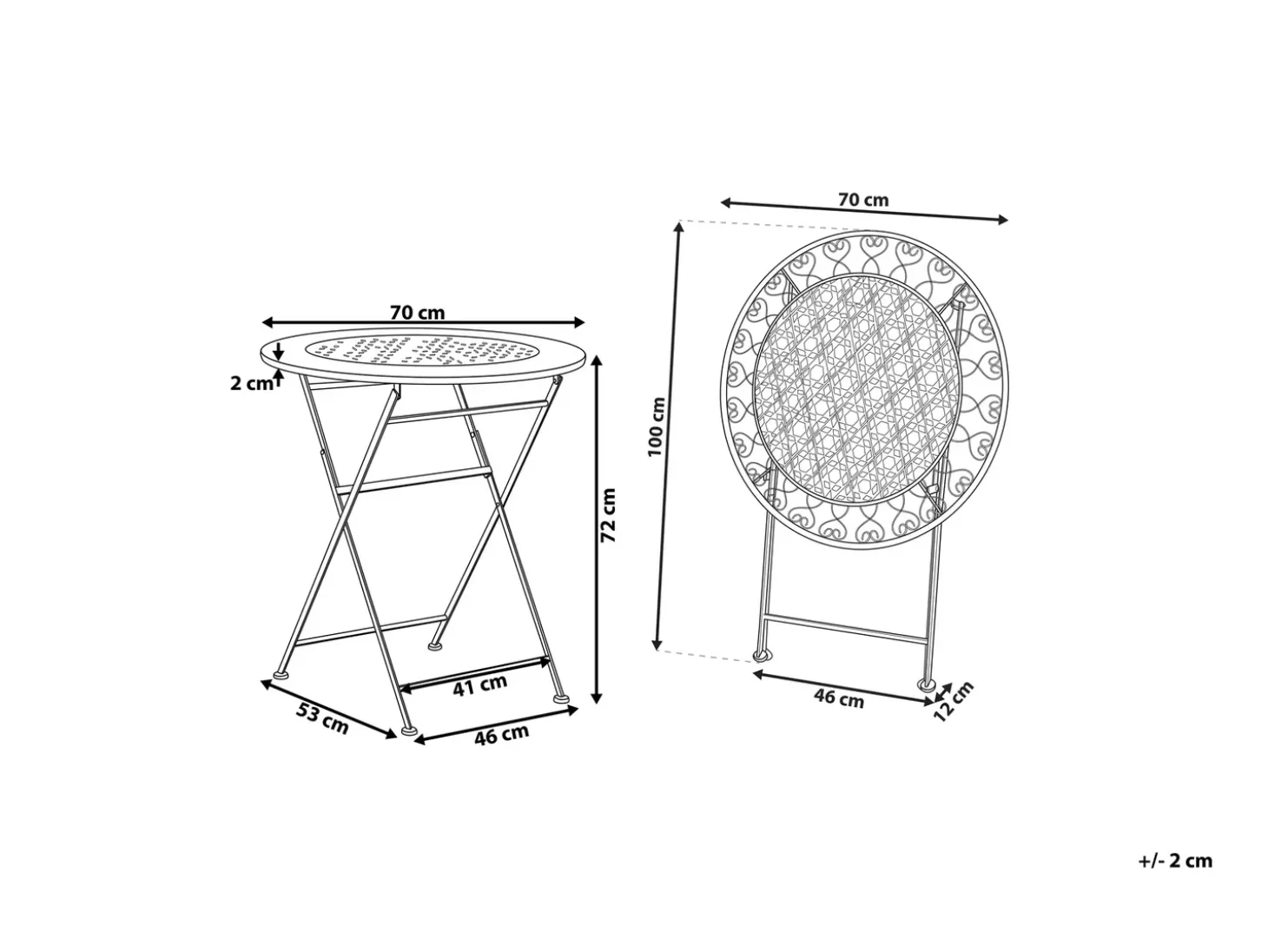 Bistro bord TRIESTE 70 cm 70 cm Metal Lys Beige