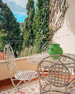 BIVIO 4 personers Havemøbelsæt Cremehvid Metal Foldbar