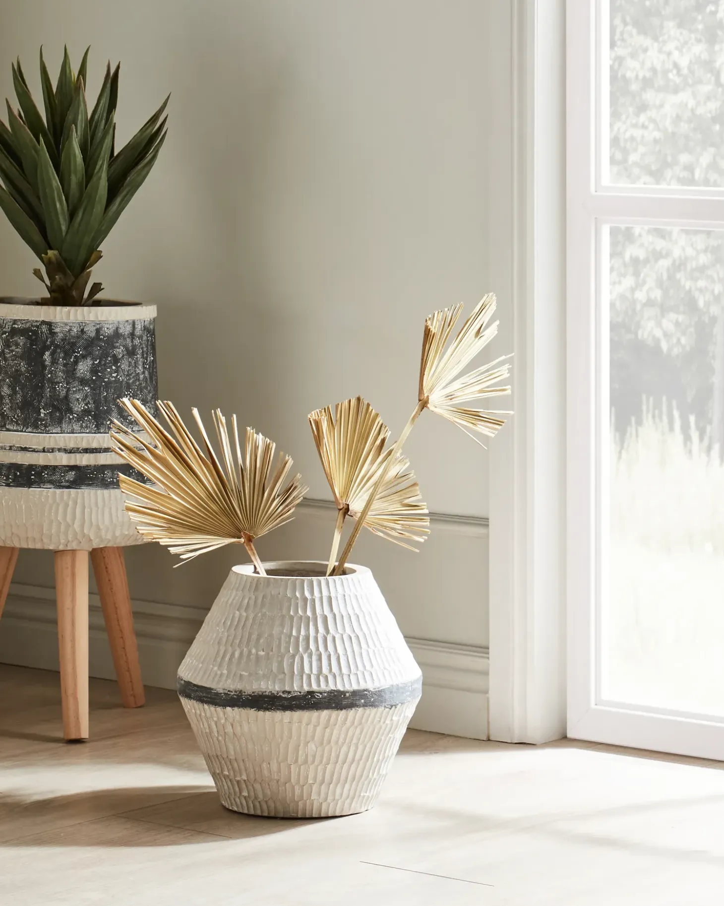 Blomstervase ARUNCUS Keramik 30 cm Beige