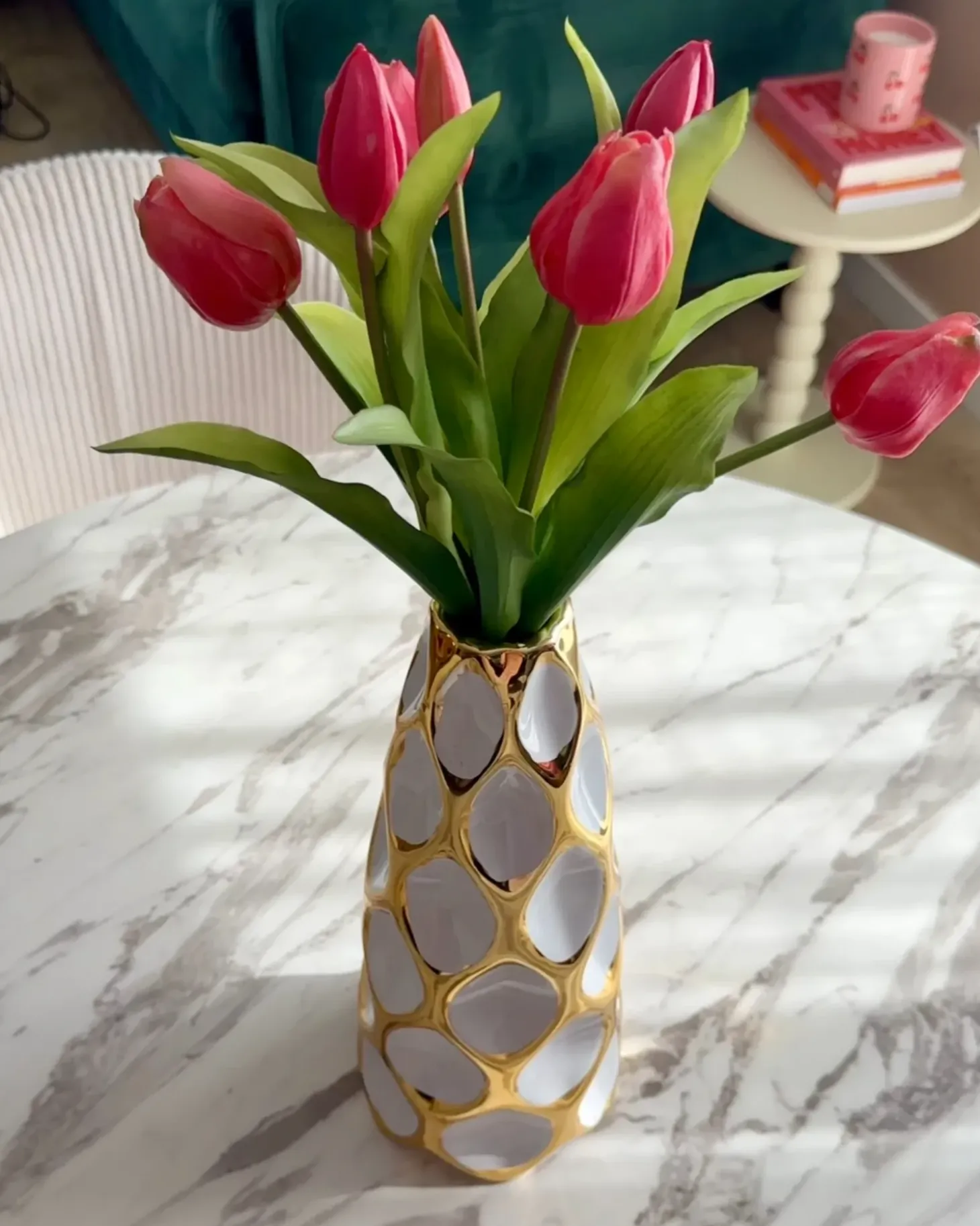 Blomstervase AVILA Stentøj 36 cm Hvid