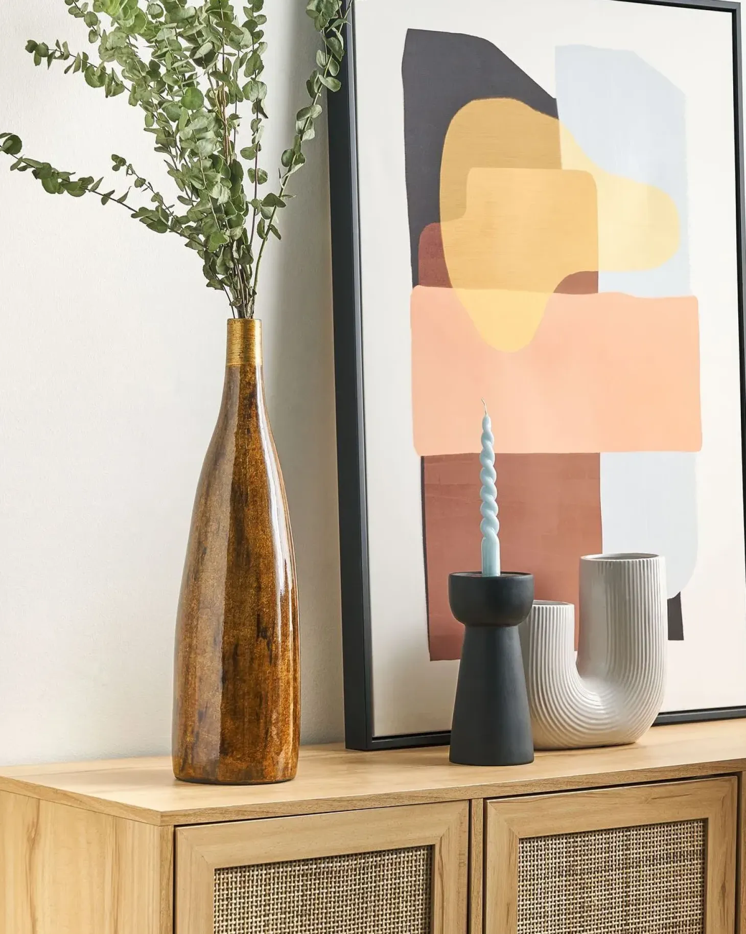Blomstervase BURGOS Keramik 52 cm Brun