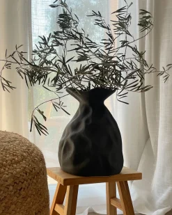Blomstervase COONTAIL Stentøj 31 cm Sort