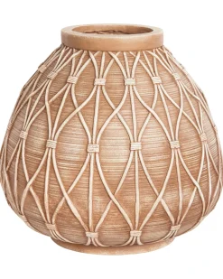 Blomstervase DOMOKOS Keramik 38 cm Lysebrun