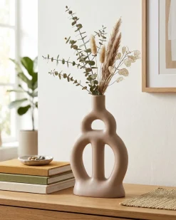 Blomstervase KOZANI Keramik 28 cm Sand Beige