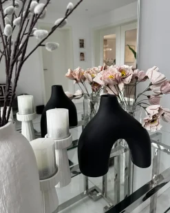 Blomstervase LAMIA Keramik 30 cm Sort