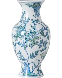 Blomstervase LLANES Porcelæn 36 cm Hvid/blå