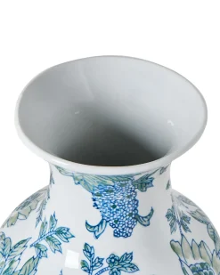 Blomstervase LLANES Porcelæn 36 cm Hvid/blå