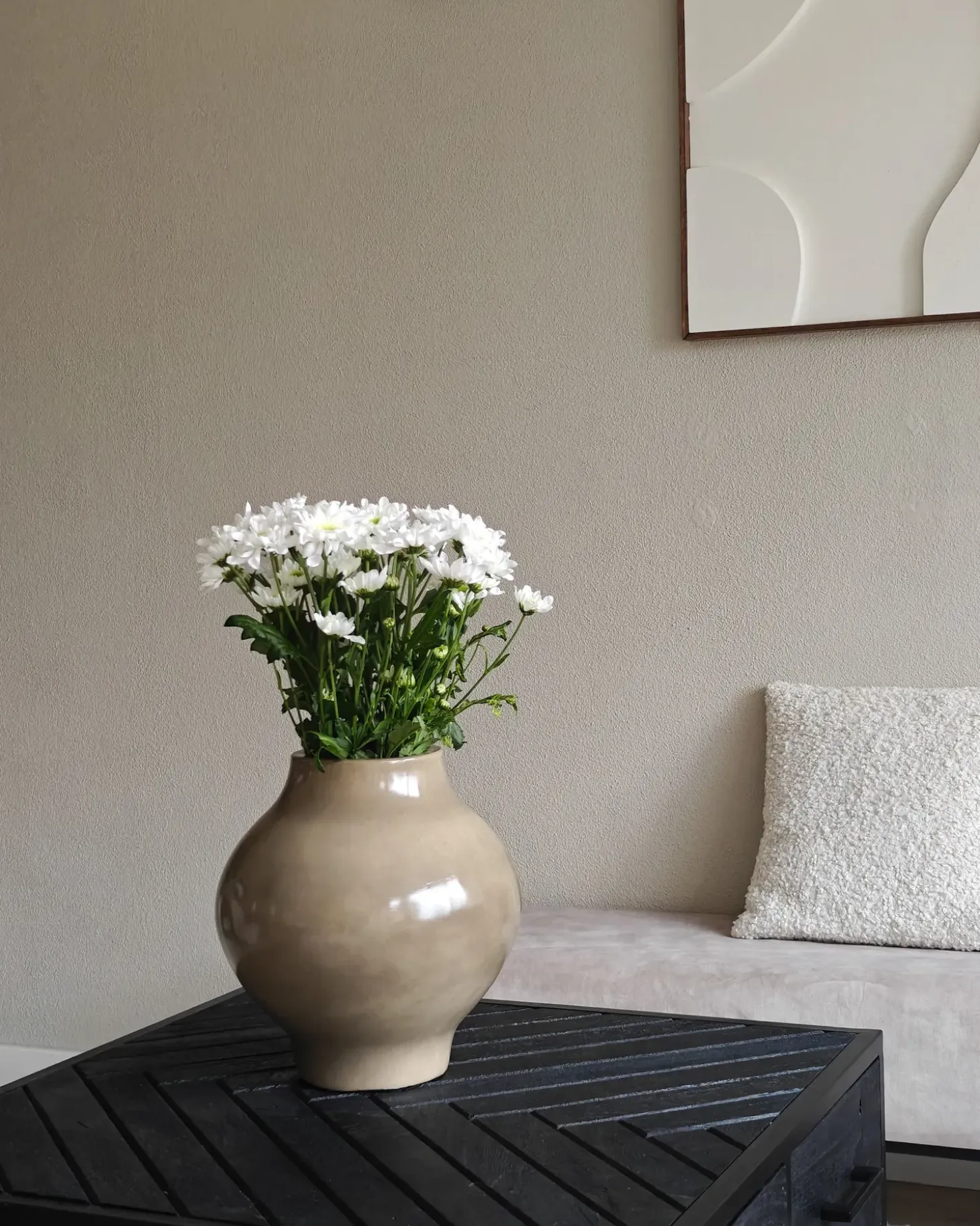 Blomstervase MAGAN Keramik 31 cm Brungrå