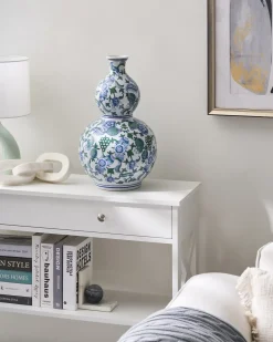 Blomstervase MOSTOLES Porcelæn 45 cm Hvid/blå