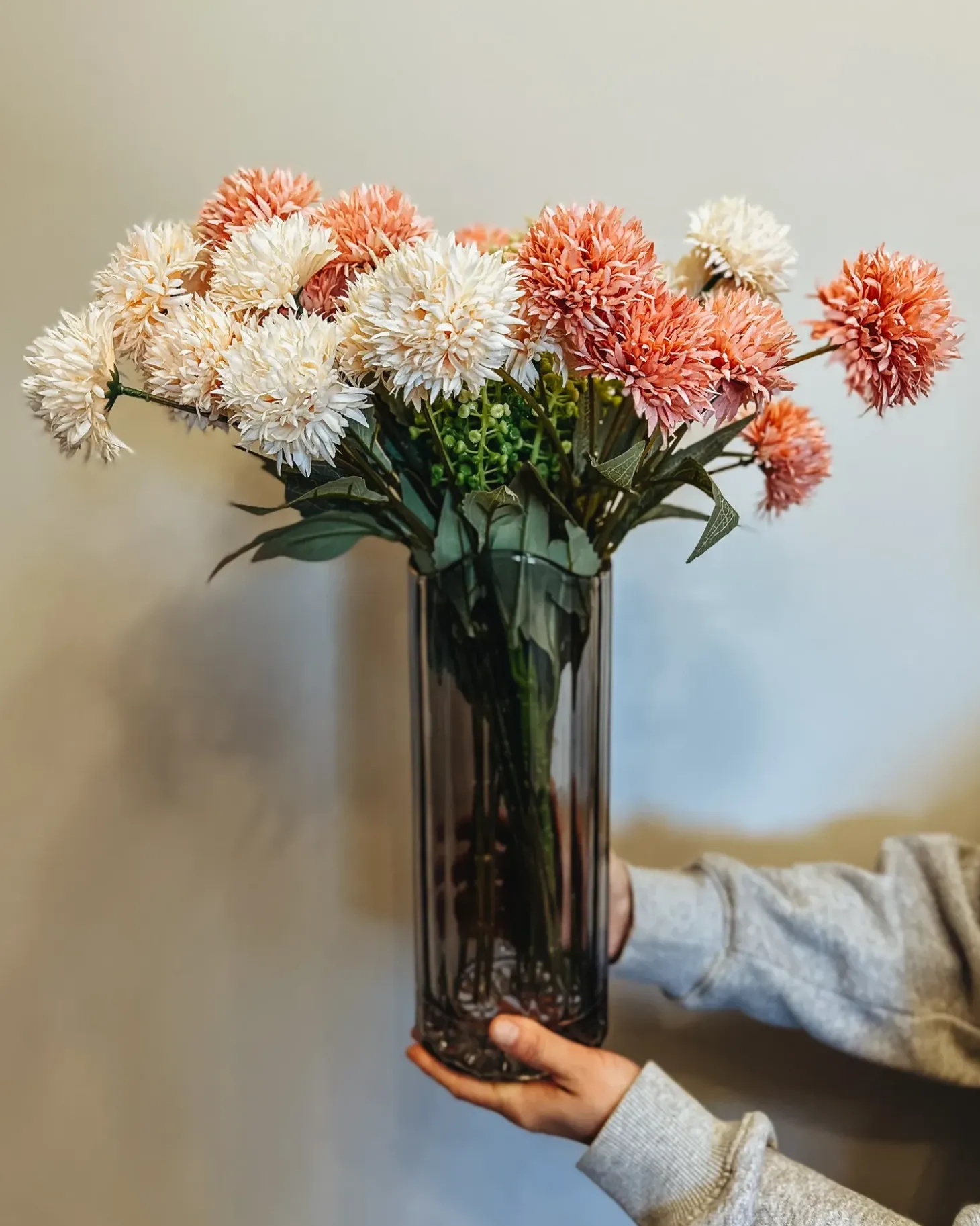 Blomstervase PERDIKI Glas 30 cm Grå