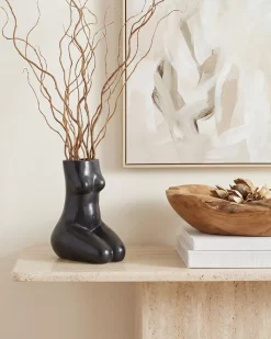 Blomstervase PYRGOS Keramik 22 cm Sort