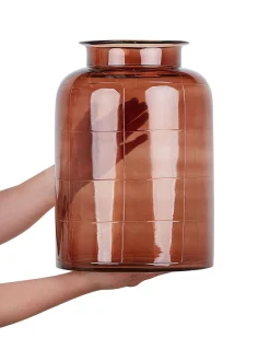 Blomstervase VINDALOO Glas 35 cm Guldbrun