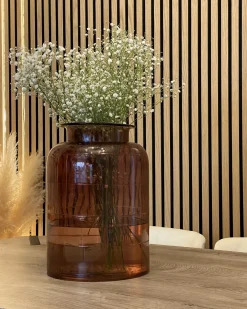 Blomstervase VINDALOO Glas 35 cm Guldbrun