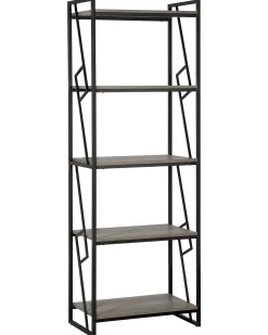 Bogreol med 5 hylder FORRES 184 cm Brun/sort