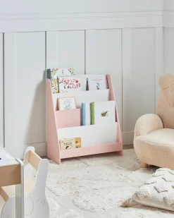 Bogreol med 4 hylder LILOET 70 cm Pastellrosa