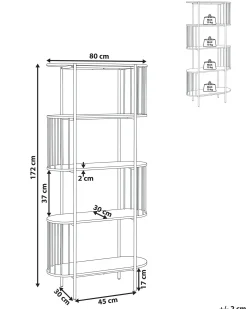 Bogreol med 4 hylder OREANA 172 cm Sort