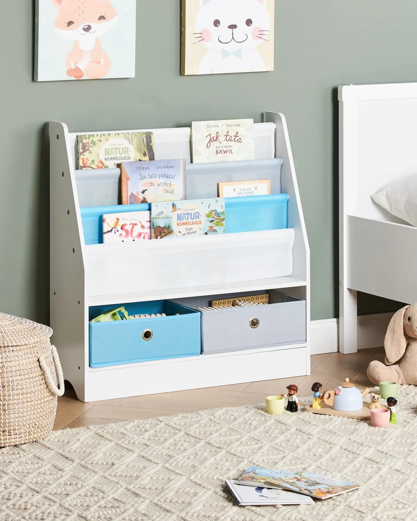 Bogreol med 3 hylder TUMBY 74 cm Hvid