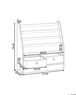 Bogreol med 3 hylder TUMBY 74 cm Hvid