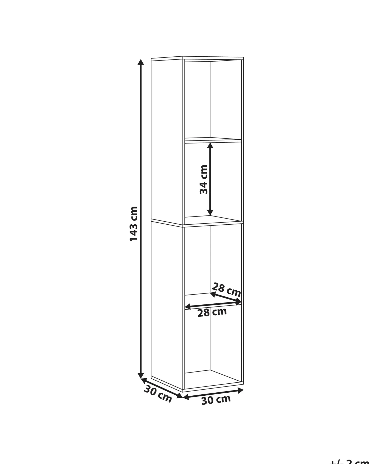 Bogreol med 4 hylder WINNIPEG 143 cm Hvid