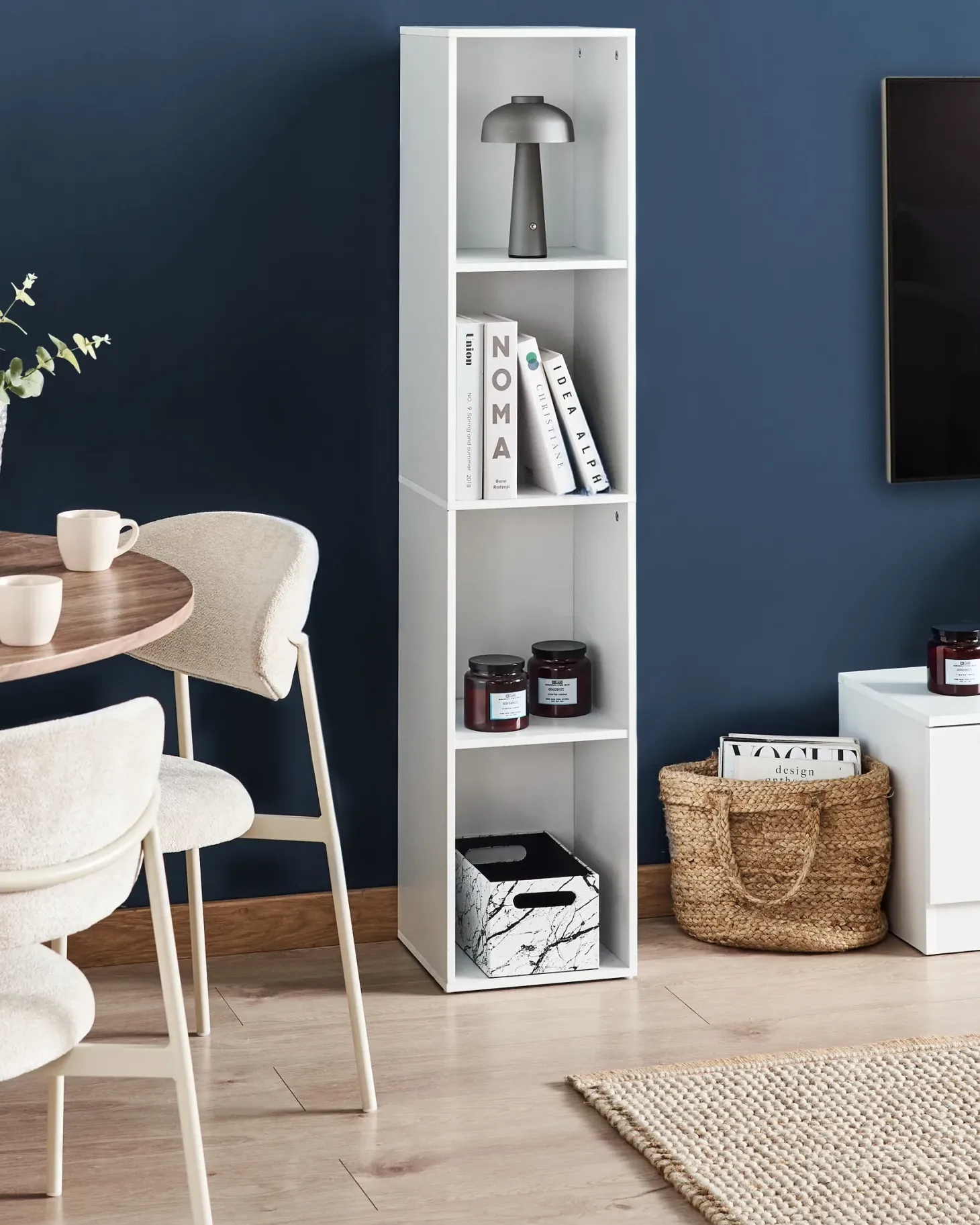 Bogreol med 4 hylder WINNIPEG 143 cm Hvid