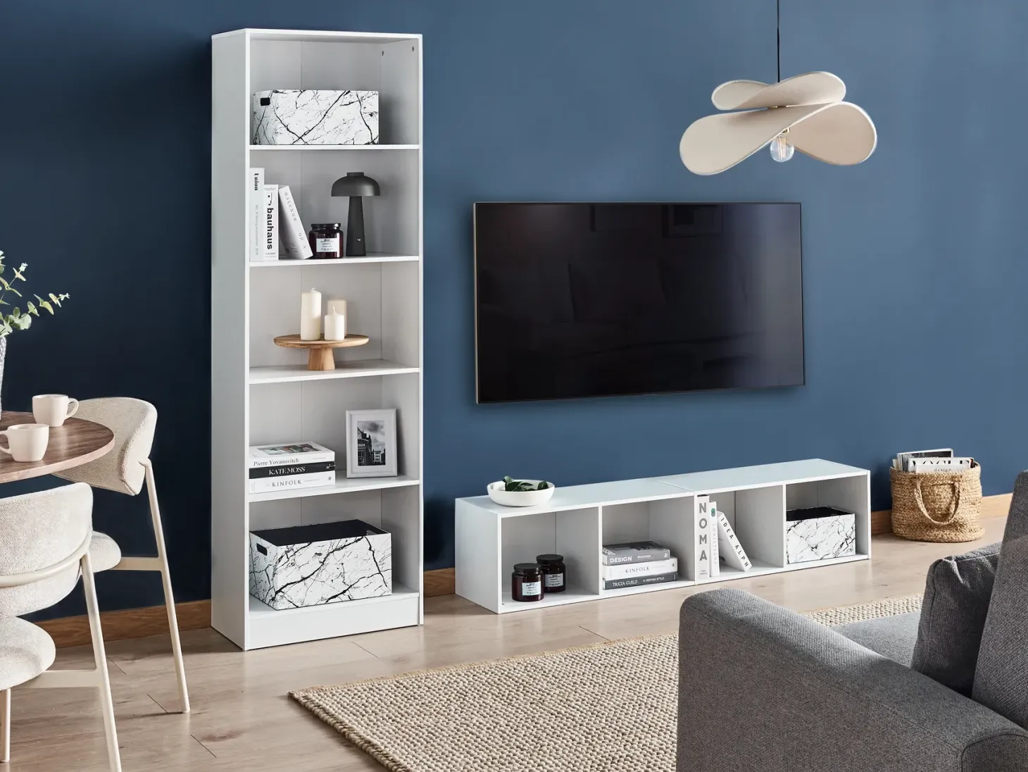 Bogreol med 4 hylder WINNIPEG 143 cm Hvid