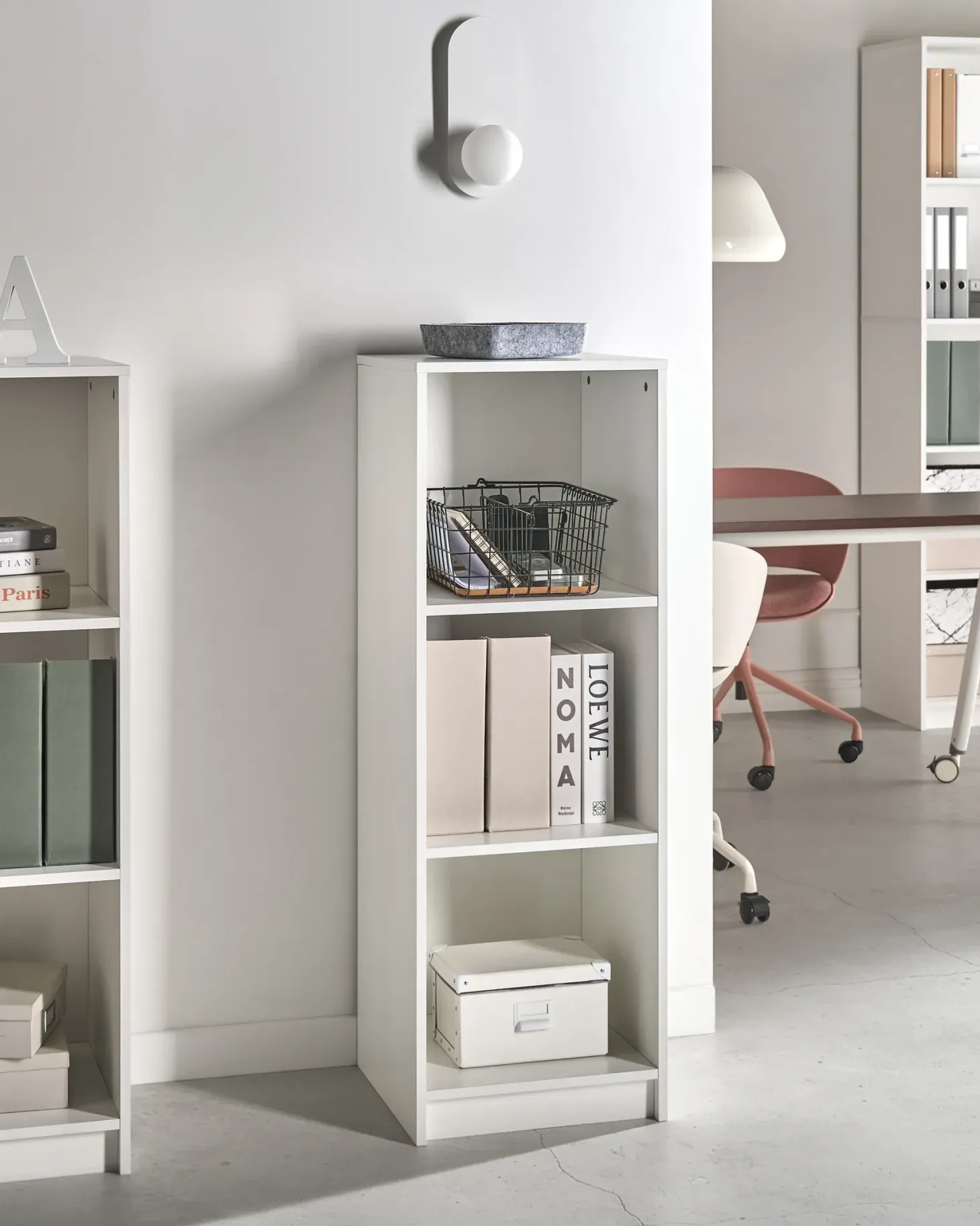 Bogreol med 3 hylder ZEHNA 117 cm Hvid