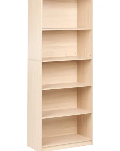 Bogreol med 5 hylder ZEHNA 197 cm Lysebrun
