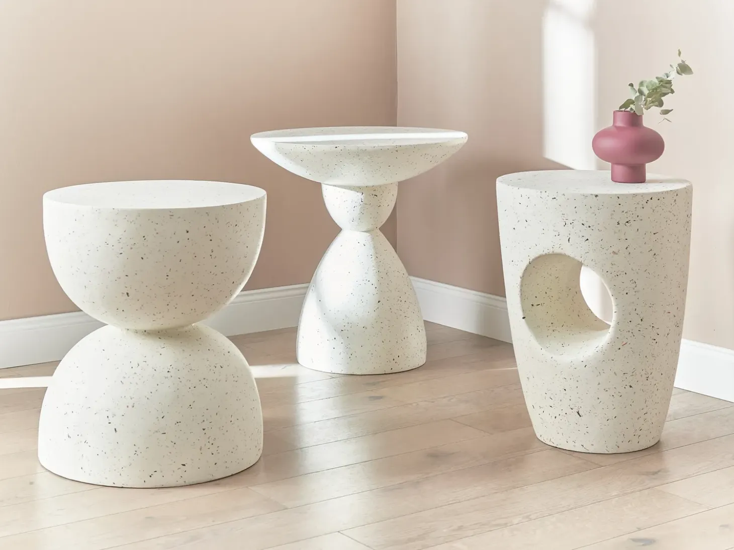 Bord EDOLO 37 cm 37 cm Terrazzo effekt Hvid terrazzo