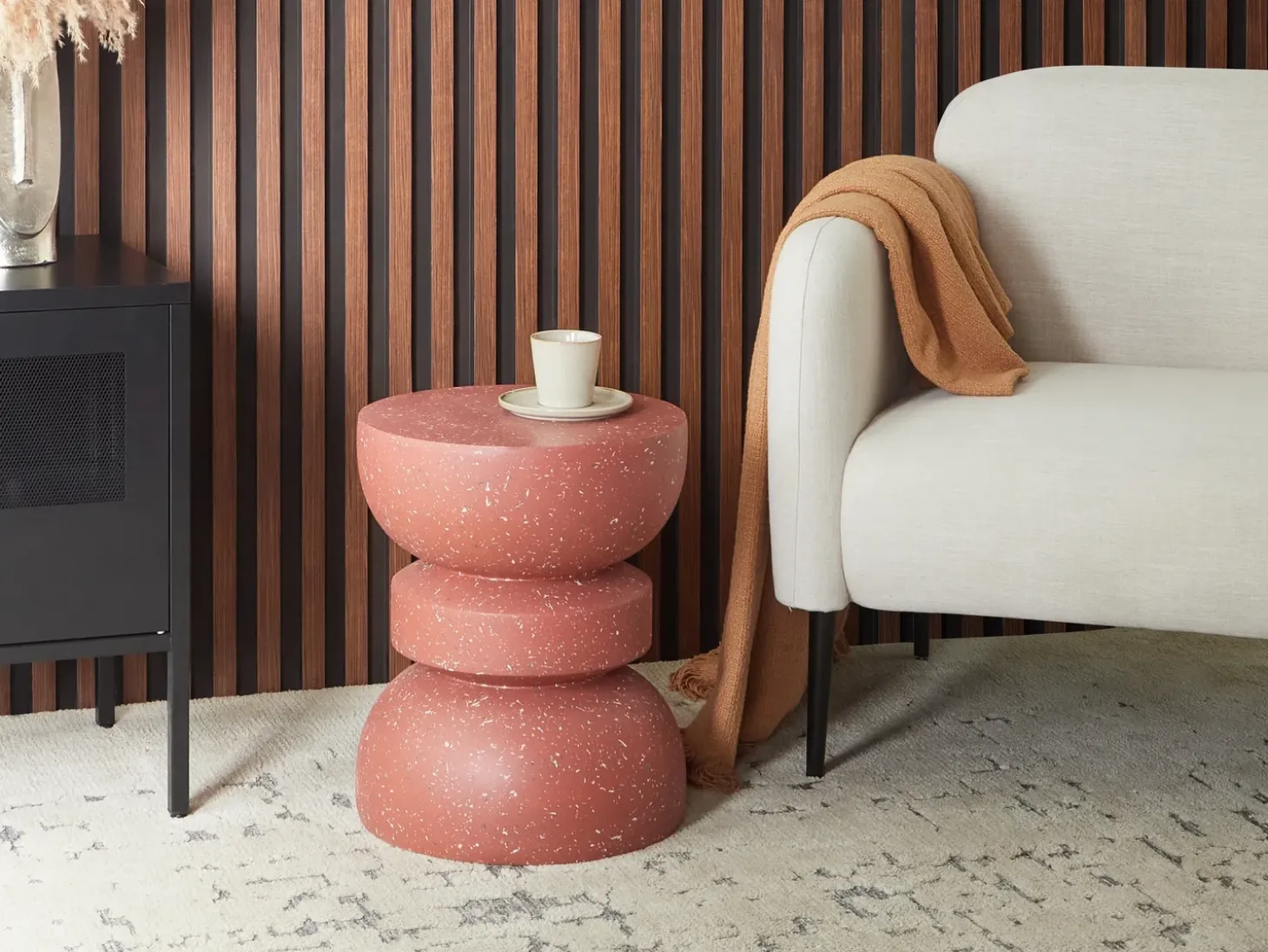 Bord FALIRO 37 cm 37 cm Rød terrazzo