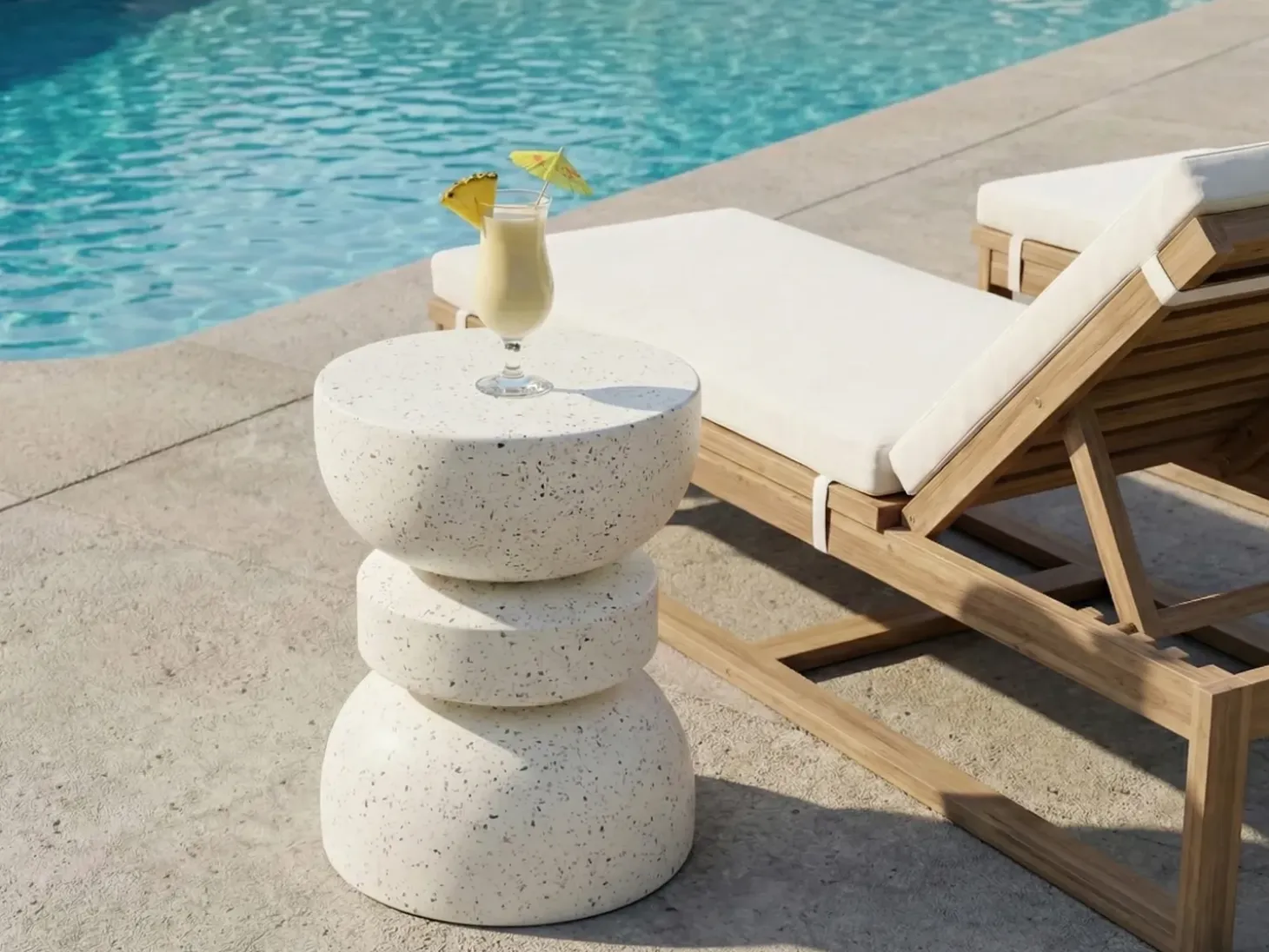 Bord FALIRO 37 cm 37 cm Terrazzo effekt Hvid terrazzo