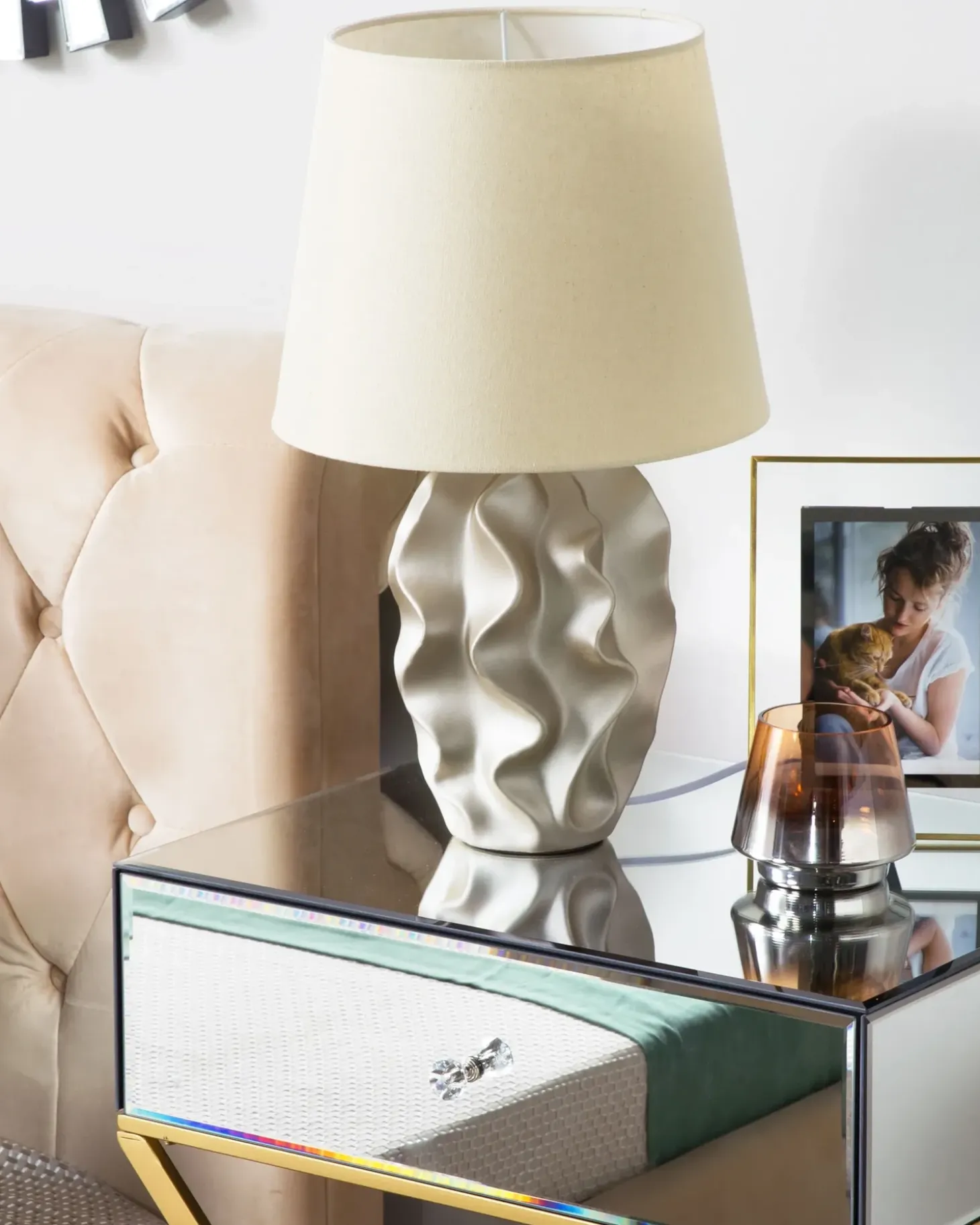 Bordlampe ALLIKA Keramik Guld