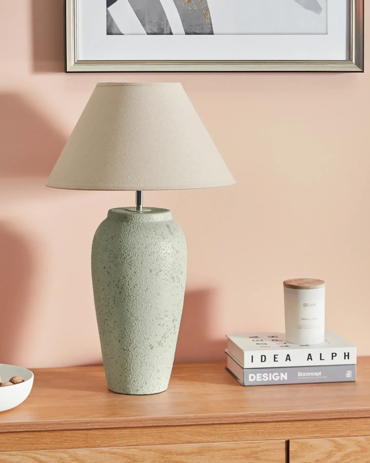 Bordlampe AMBLO Keramik Cremehvid