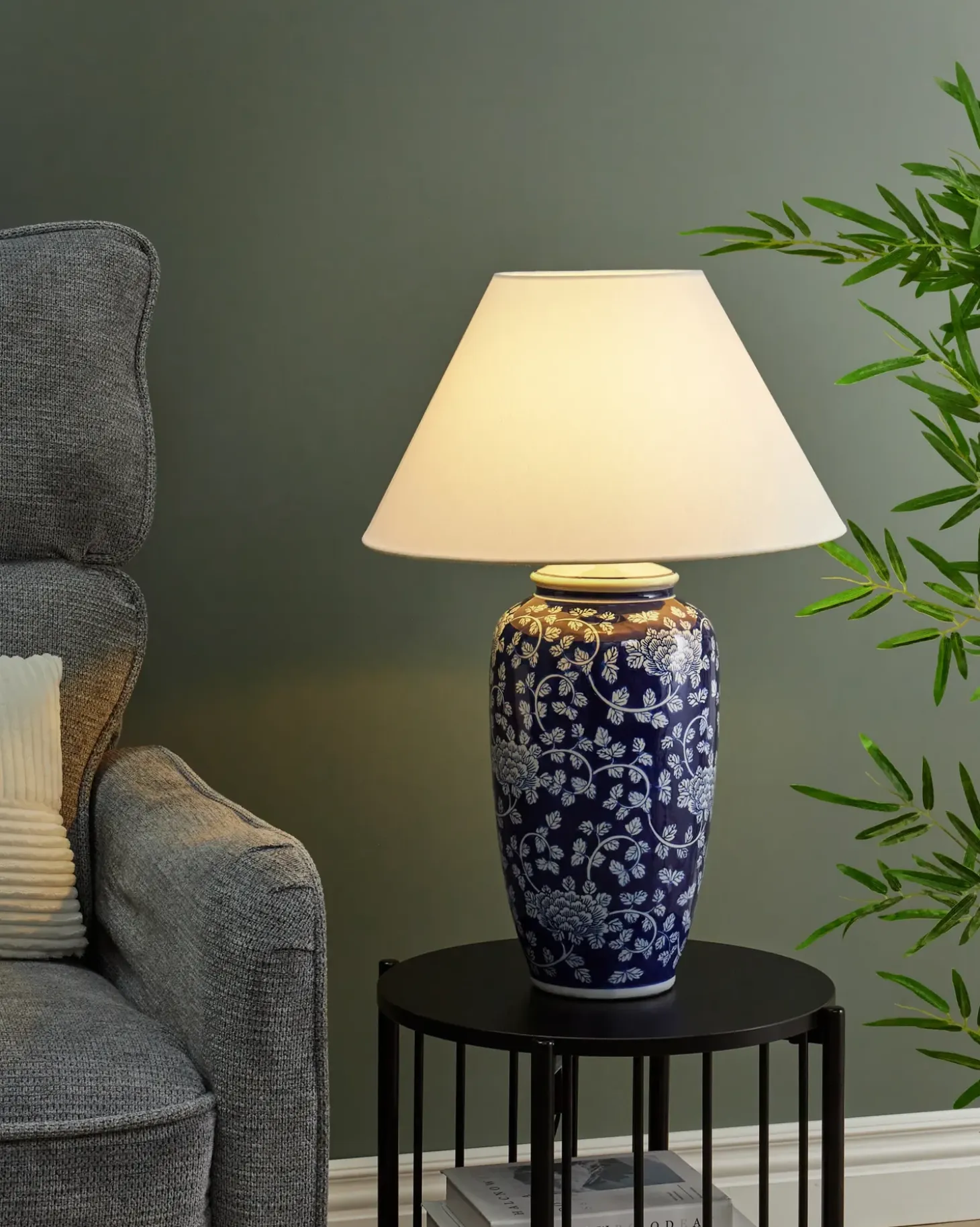 Bordlampe ANGELES Porcelæn Blå