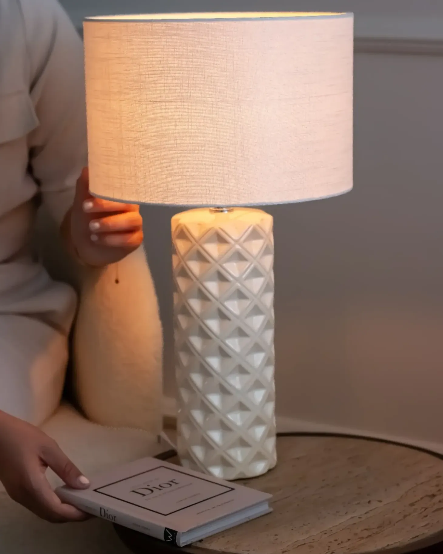 Bordlampe BALONNE Keramik Lys Beige