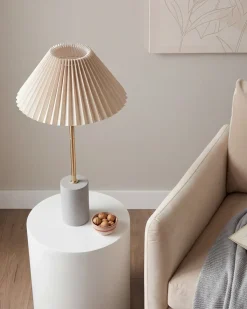 Bordlampe BALUARTE Kunstlinned Beige