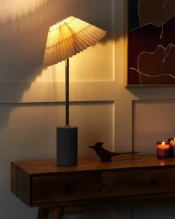 Bordlampe BALUARTE Kunstlinned Beige
